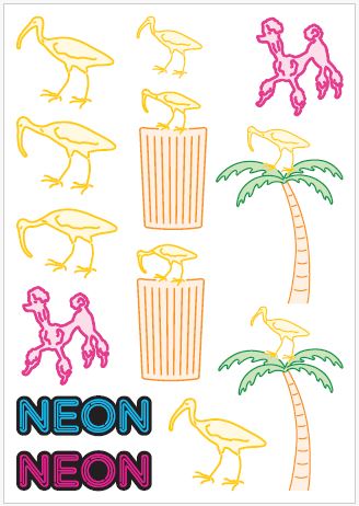 Neon sticker sheet – Library Shop