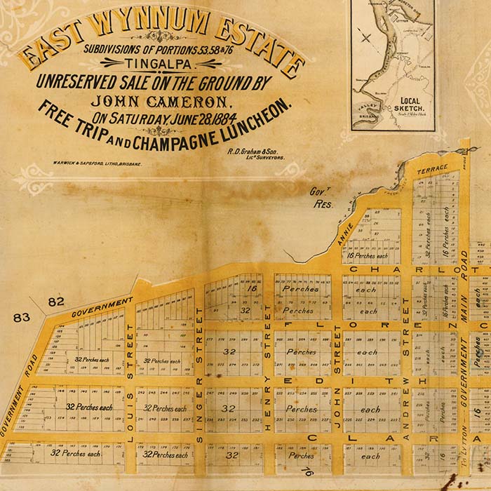 Wynnum Map Poster Estate Map - East Wynnum Estate 1884 – Library Shop